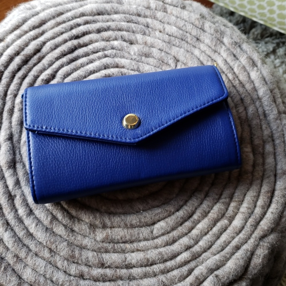 Cobalt blue wallet style purse. Stella and Max